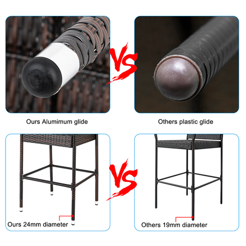 2pcs High Bar Chair Brown Gradient