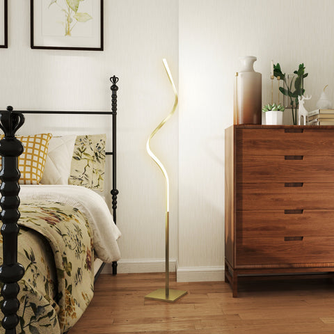 HOMCOM LED Floor Lamp, Standing Lamp with3 Adjustable Brightness Gold Tone