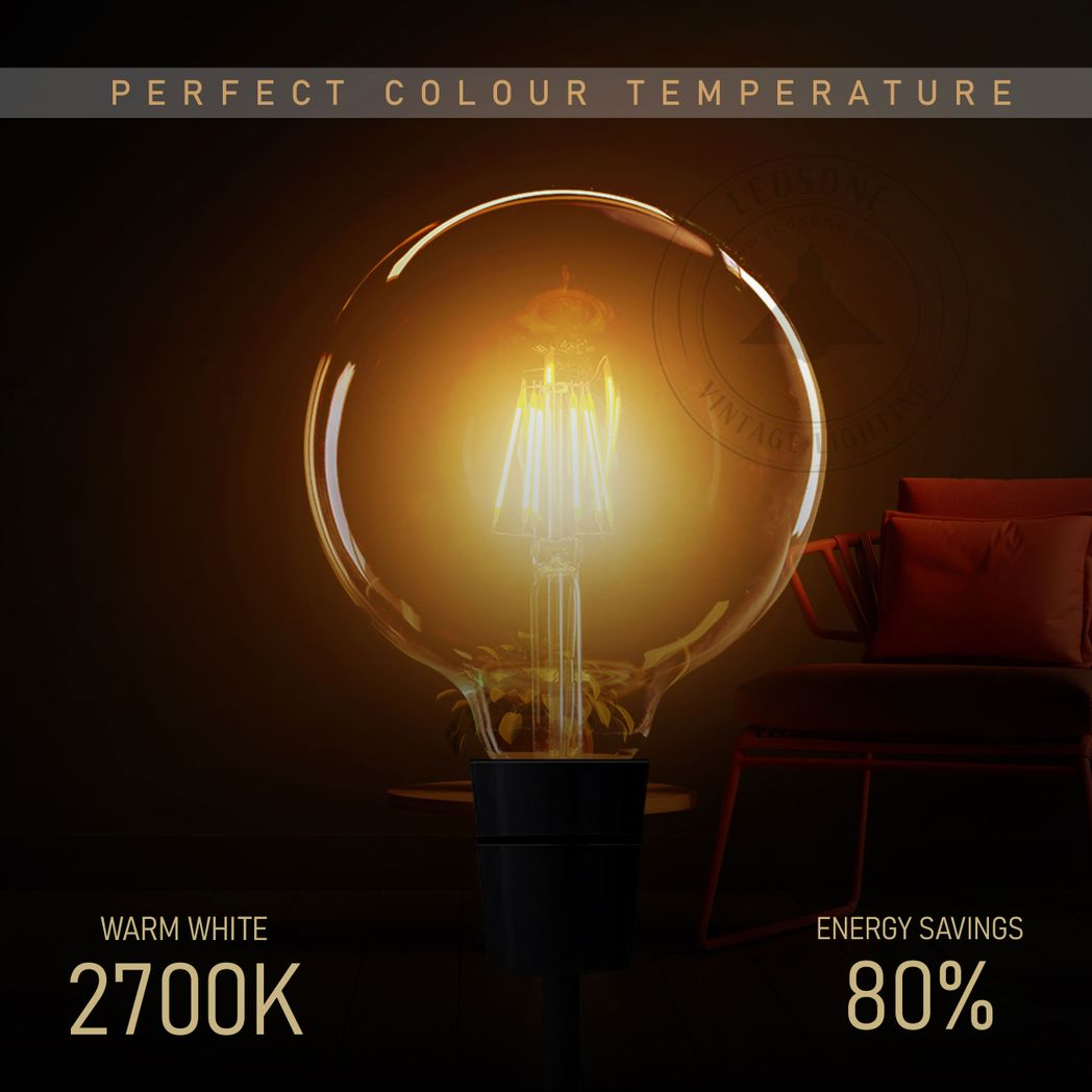 10 Pack E27 LED Edison Dimmable Vintage Amber Glass Warm white 2700K