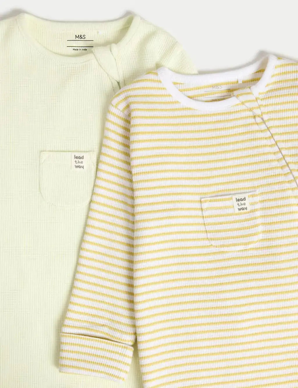 3pk Pure Cotton Waffle Zip Sleepsuits (6½lbs-3 Yrs)