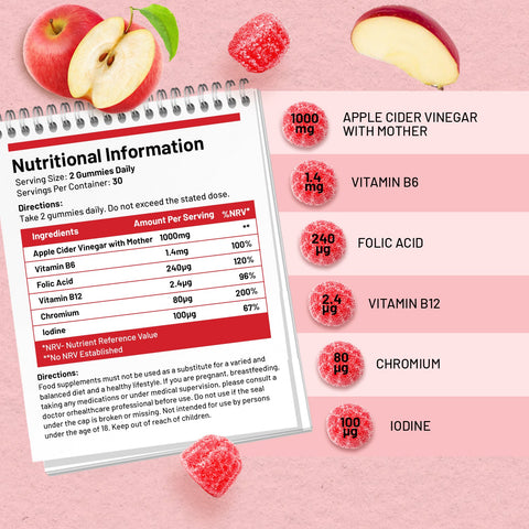 Apple Cider Vinegar Gummies with The Mother 1000mg | Made in UK by Prowise