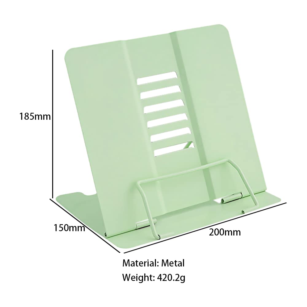 Book Stand, Multifunctional Metal Book Holder for Reading (Green)