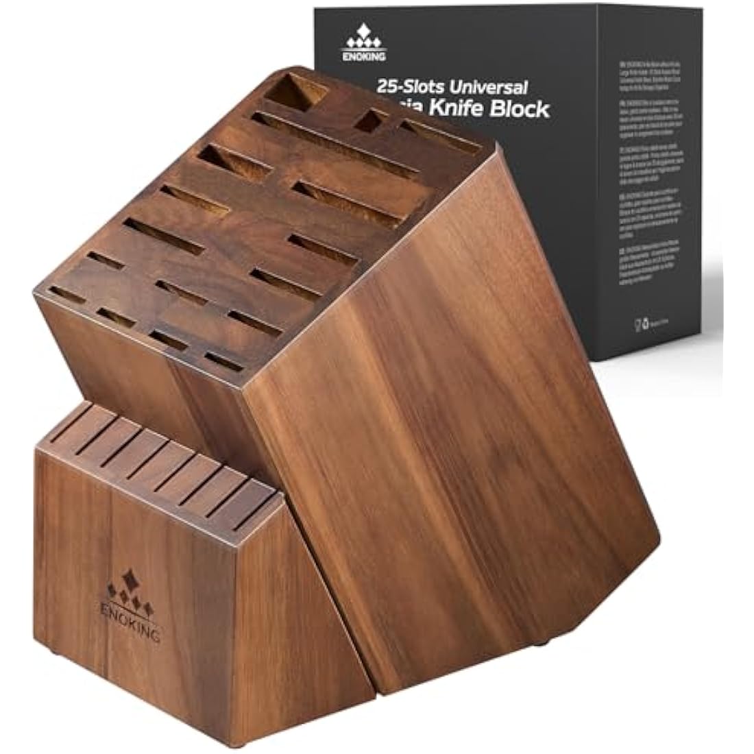 ENOKING Knife Block Without Knives, X-Large Knife Holder, 25 Slots Wooden Universal Knife Block, Kitchen Knife Holder for Knives and Poultry Scissors/Sharpening Steel Storage