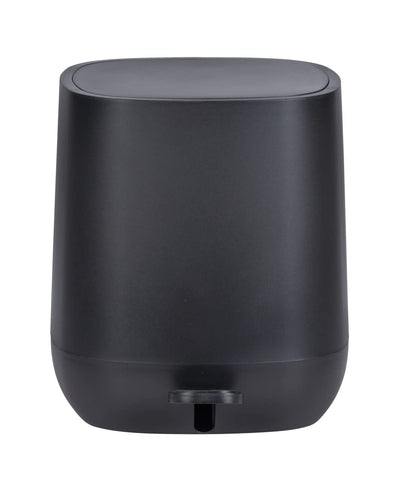 WENKO Davos Pedal Bin,5 Litres,Puristic Cosmetic Bin with Easy-Close Mechanism,Bathroom Accessory in Trendy All-Black Design in Bathroom and Guest