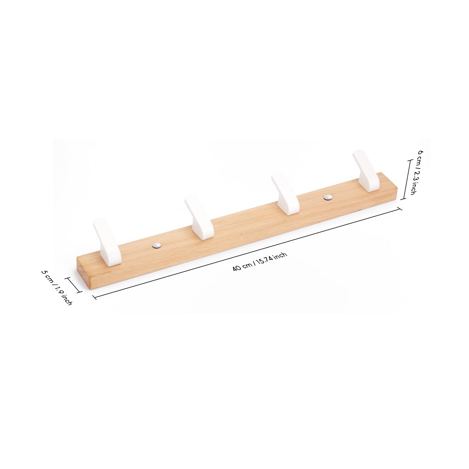 SARIHOSY 5 in 1 Row Clothes Rail Wall Mounted Towel Holder, Coat Rack for Wall Wooden Bar White Wooden Coat Pegs Wall Mounted Decorative Coat Rack