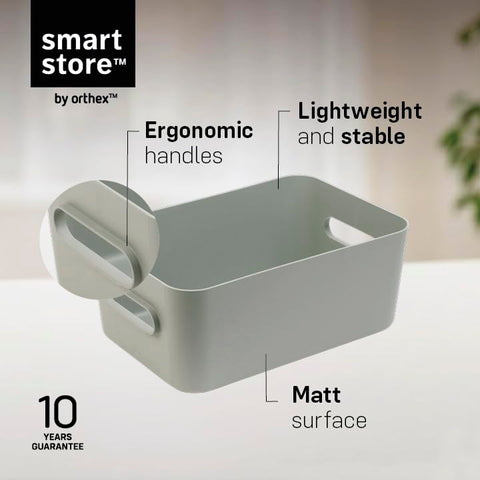 SmartStore Medium Plastic Storage Box with Handles 5× 5.3 L | Organiser Basket for Bathroom, Laundry, Kitchen, Office Drawers and Shelves