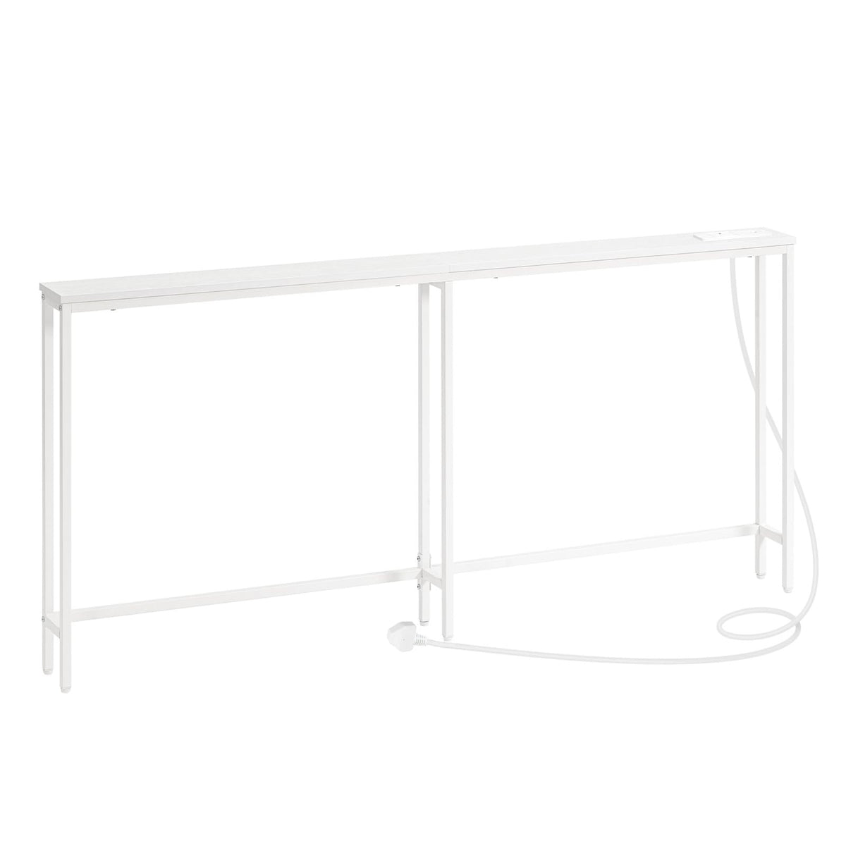 HOOBRO Narrow Console Table with Charging Station, 160 cm Behind Sofa Couch Table, Long Hallway Table, Slim Console Table for Hallway, Entryway