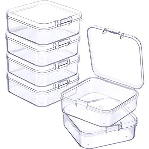 Jetec 6 Pieces Small Clear Plastic Storage Box,2.1 X 2.1 X 0.8 Inch