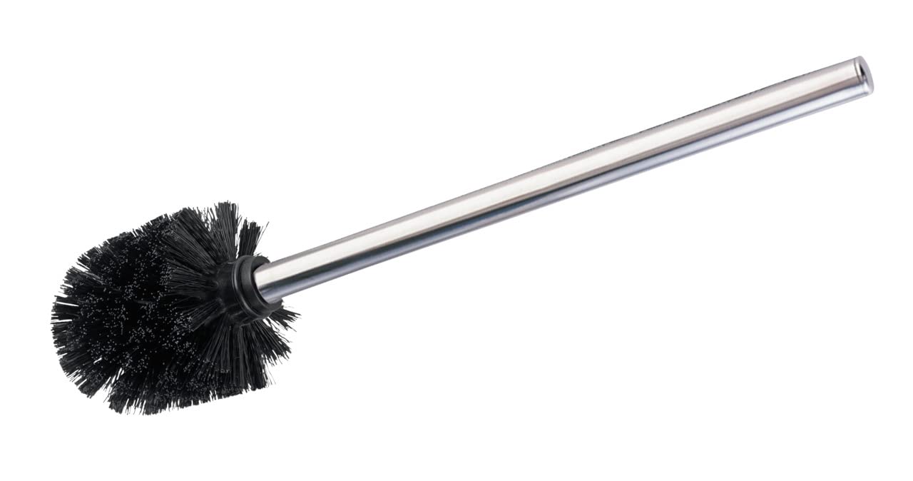 WENKO 19946100 Spare brush with stainless steel handle Black for WC brush sets, Metal Stainless steel, 8 x 35 x 8 cm, Shiny
