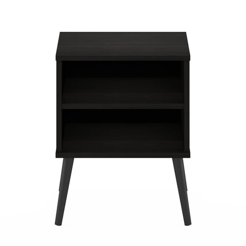 Furinno CLAUDE Night Stand, 2-Tier Modern Mid-Century Nightstand with Wooden Legs, Open Shelf Bedside Table, End Table, Side Table, for Bedroom
