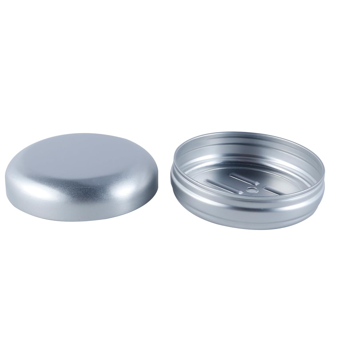 Enwye 4pcs Round Aluminum Soap Container Lightweight Travel Soap Dish with Drain for Bathroom & Portable Use