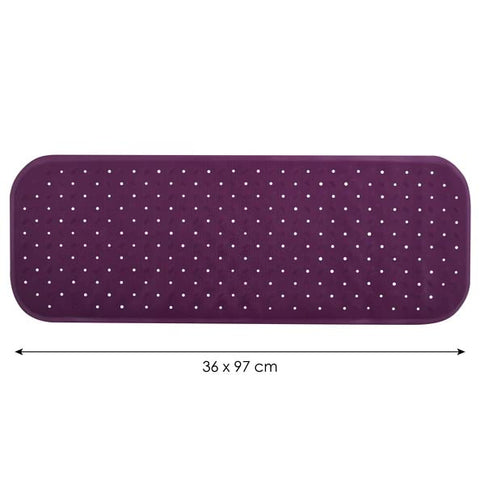 MSV Premium Shower Mat Bath Mat Bath Mat Antibacterial Non-Slip with Suction Cups – Purple/Purple – Smells of Roses – Approx. 36 x 97 cm