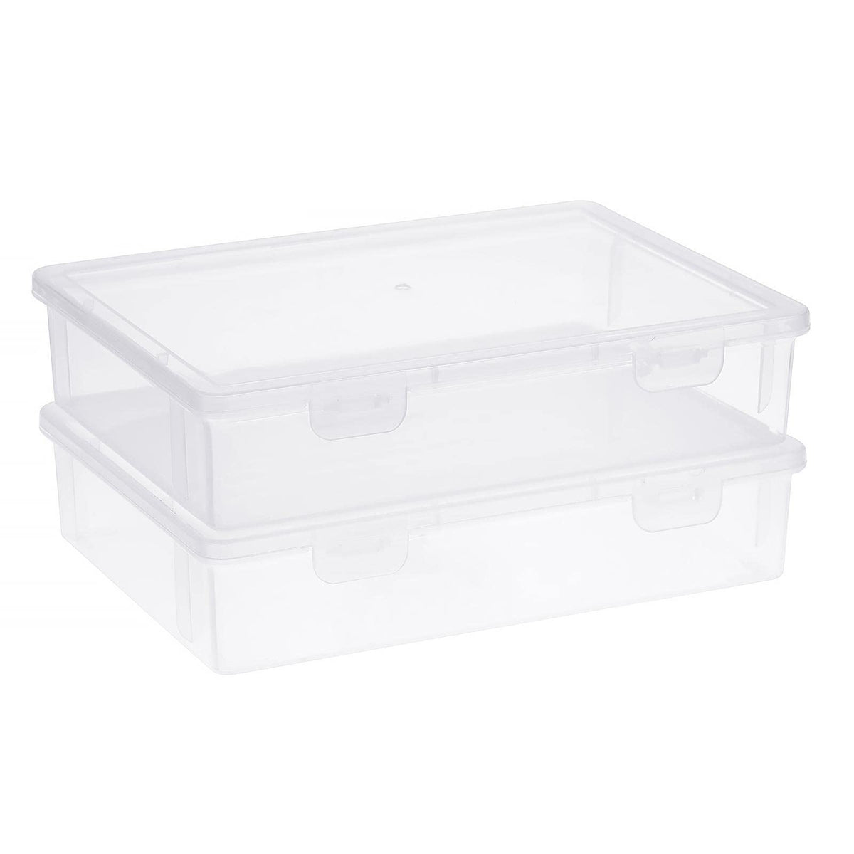 BTSKY Clear Plastic Storage Box with Flap Lid, Multipurpose Craft Organizers and Storage Box Art Supply Storage Organizer Plastic Sewing Box for