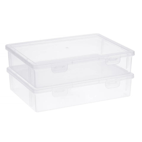 BTSKY Clear Plastic Storage Box with Flap Lid, Multipurpose Craft Organizers and Storage Box Art Supply Storage Organizer Plastic Sewing Box for