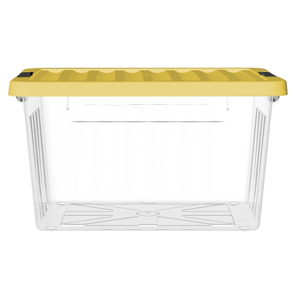 Cetomo 15L*6 Storage Boxes with Lids, Plastic Storage Box with Secure Side Latches, PP Nestable and Stackable Clear Organizer for Home, Office