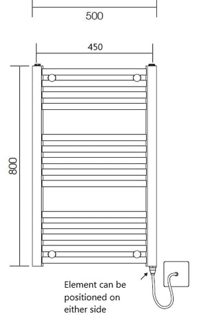 Greened House Anthracite Electric Heated Towel Rail 500mm W x 800mm H