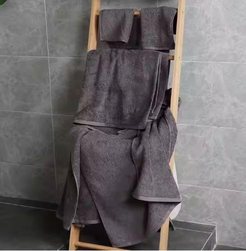 D.Sirez Signature Collection – Luxury 6 Piece Charcoal Grey Towel Set, 650 GSM Cotton Bathroom Towels, 2 Bath Towels, 2 Hand Towels & 2 Face Cloths