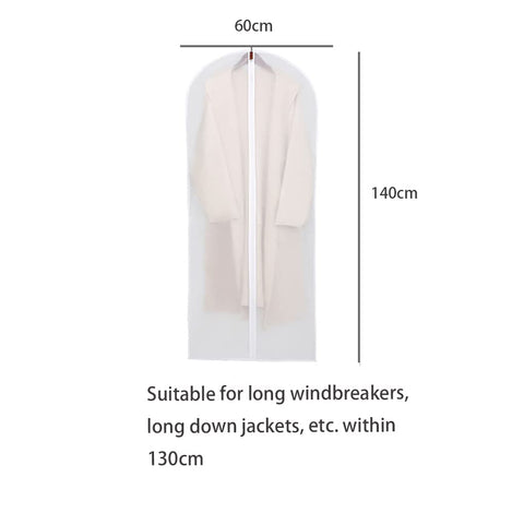 Garment Covers Dustproof Clothes Covers Moth Proof Coat Bag with Zip PEVA Translucent Dress Cover Waterproof Anti-mite Breathable Suit Protector 5pcs