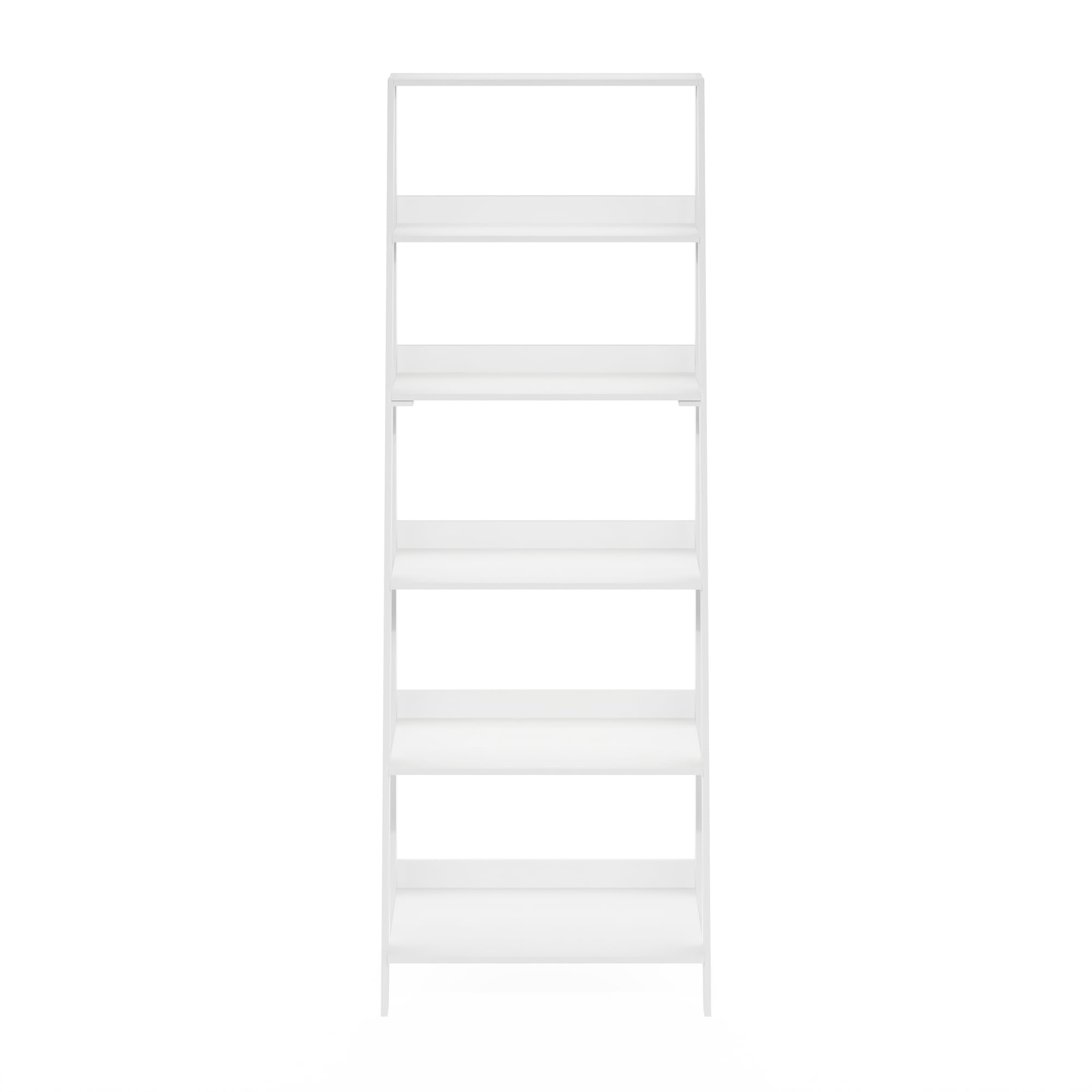 Furinno Ladder Bookcase Display Shelf, 6-Tier, White