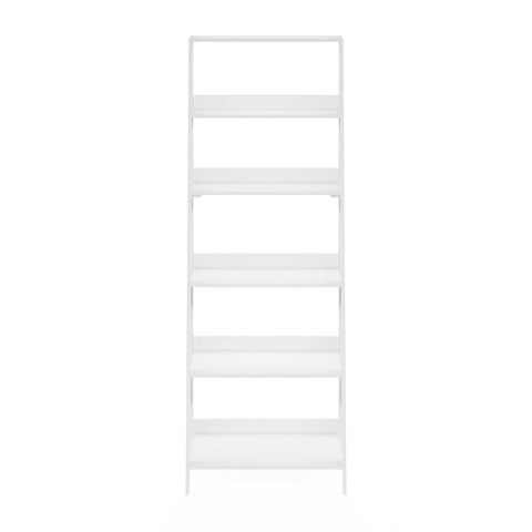 Furinno Ladder Bookcase Display Shelf, 6-Tier, White