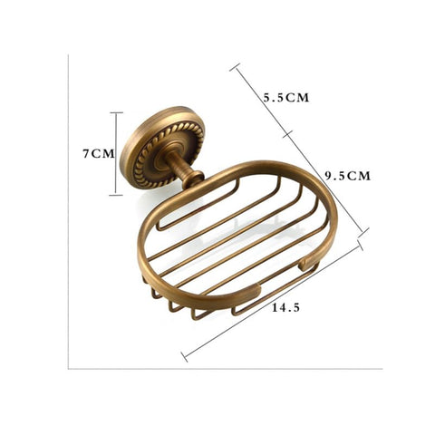 WOONEKY Solid Brass Wall Mounted Soap Holder Vintage Style Soap Basket with Retro Wave Pattern Concealed Screws Drainage Design for Bathroom Shower