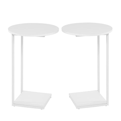 HDANI C-Shaped Side Table,Round End Table under Sofa,Bedside Table,Sofa Side Table with Metal Frame, Small Coffee Snack Table for Living Room