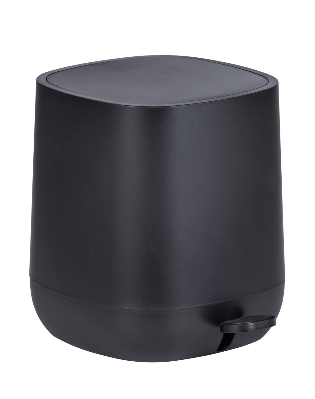 WENKO Davos Pedal Bin,5 Litres,Puristic Cosmetic Bin with Easy-Close Mechanism,Bathroom Accessory in Trendy All-Black Design in Bathroom and Guest