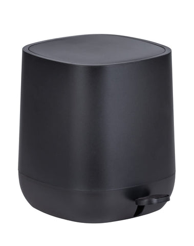 WENKO Davos Pedal Bin,5 Litres,Puristic Cosmetic Bin with Easy-Close Mechanism,Bathroom Accessory in Trendy All-Black Design in Bathroom and Guest