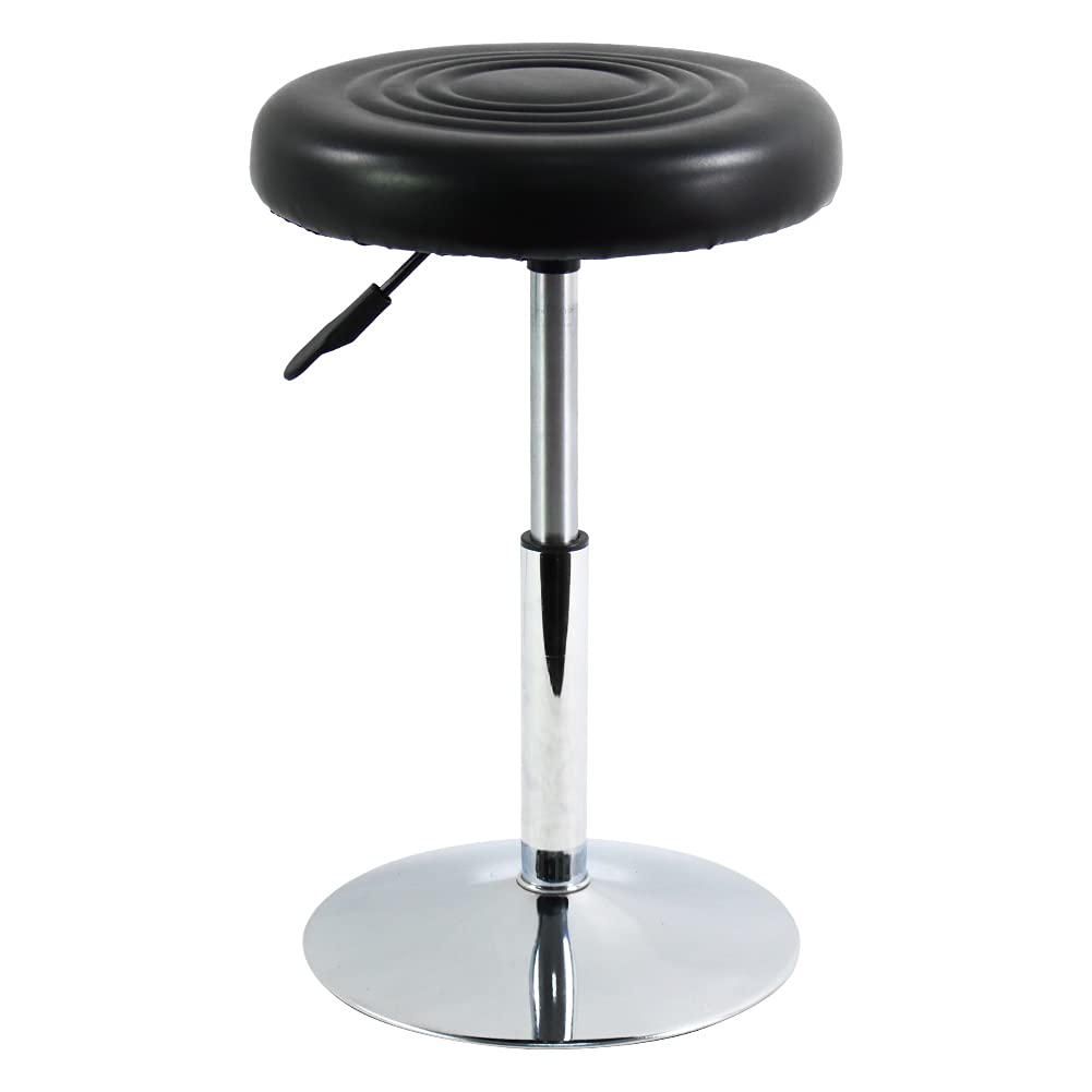 FURWOO PU Leather Short Round Cushion Spa Stool Height Adjustable Swivel Salon Stool for Home Kitchen Barber Shop Small(Black)