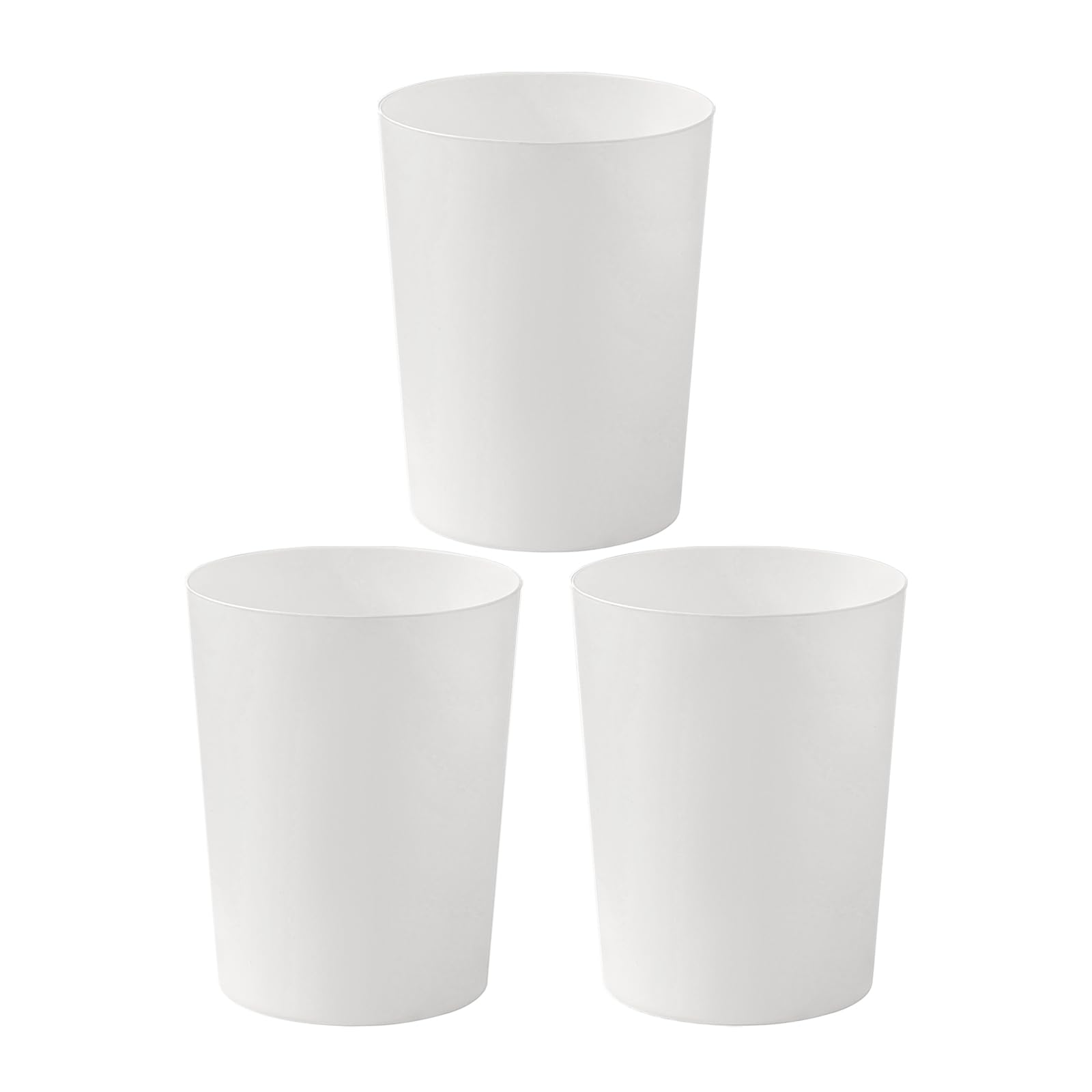 Cetomo 7.2L*3 Plastic Waste Paper Bin, Trash Can, Small Bins, Bedroom Bin, Round Waste Basket for Kitchen Rooms, Nesting, Matte, Frosted, Minimalist