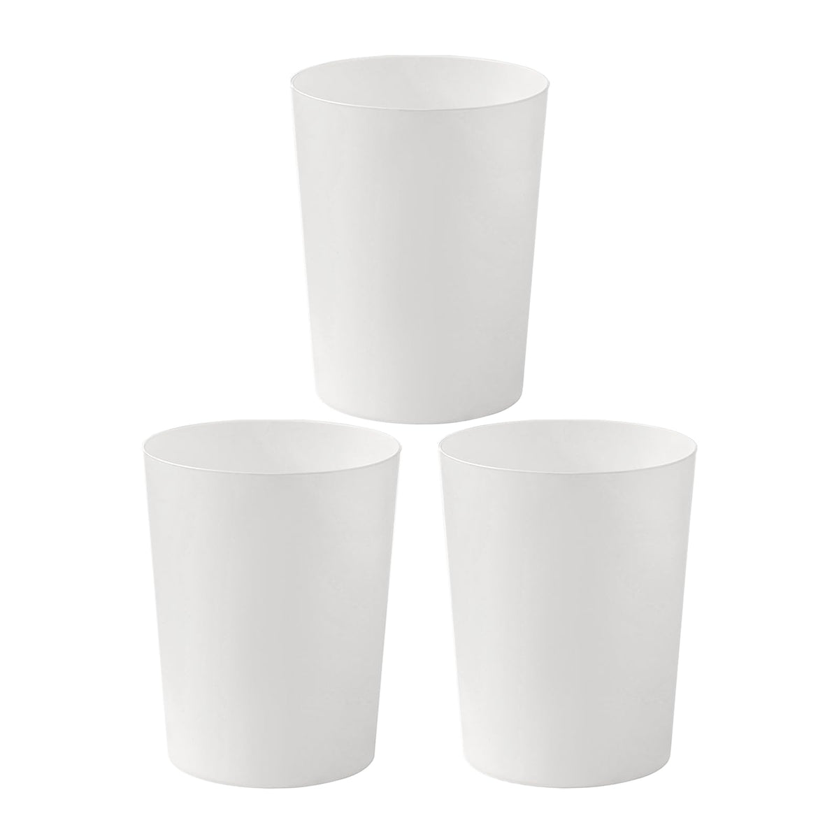 Cetomo 7.2L*3 Plastic Waste Paper Bin, Trash Can, Small Bins, Bedroom Bin, Round Waste Basket for Kitchen Rooms, Nesting, Matte, Frosted, Minimalist