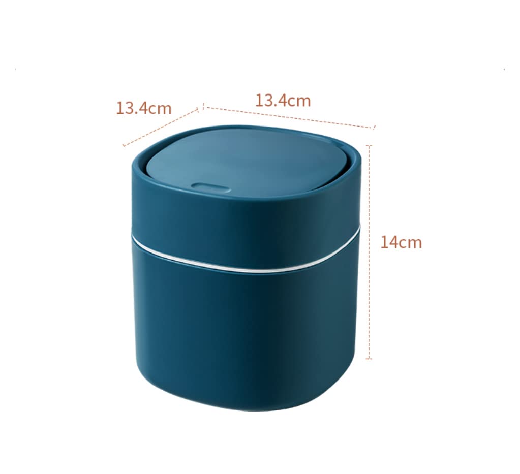 ETRAVEL Small bin office desk bin with lid for countertop, cosmetic table top, bathroom, bedroom plastics