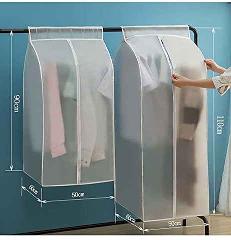 GQC Garment Clothes Dustproof Clothes Rail Cover Storage Bag, Clothes Rack Cover 2 Pcs PEVA Dustproof Wardrobe Hanging Protector Rack Organizer with