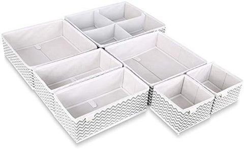 Unique Impression Set of 7 Drawer Organisers For Underwear, Socks, Clothes, Shirts, Bras, Ties, Scarves, Baby Clothes - Drawer Dividers For Wardrobes