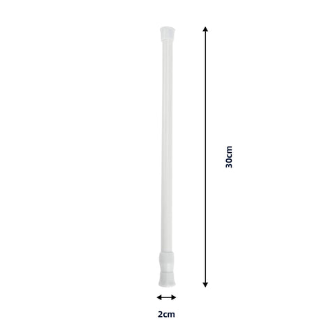30-50cm Extendable White Net Curtain Rod for Cupboards and Windows