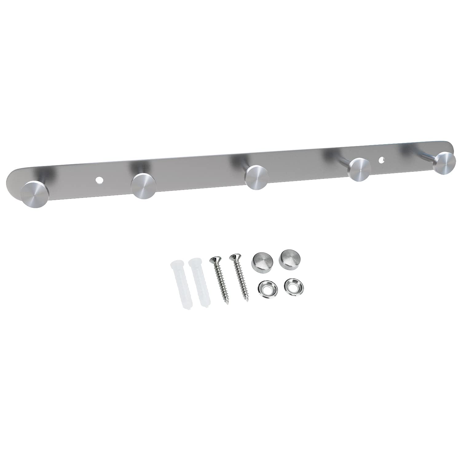 INTIRILIFE Stainless steel coat rack Modell A - 5 Hooks - coat hook rack wall mount wall hook wardrobe in 5 different designs