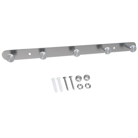 INTIRILIFE Stainless steel coat rack Modell A - 5 Hooks - coat hook rack wall mount wall hook wardrobe in 5 different designs