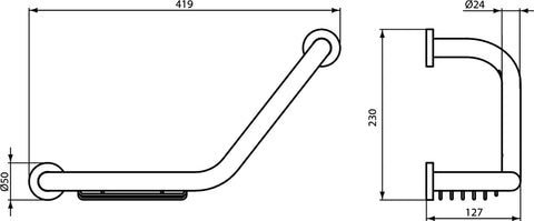 Ideal Standard IOM Grab Rail And Soap Basket, Chrome, A9114AA