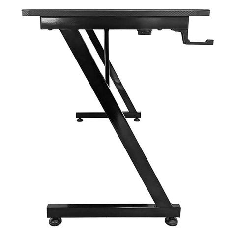 Subsonic - Gaming desk 120 x 60 cm, gamer desk with ergonomic carbon fibre top fully covered with XXL mouse pad, cup holder and gaming headset holder