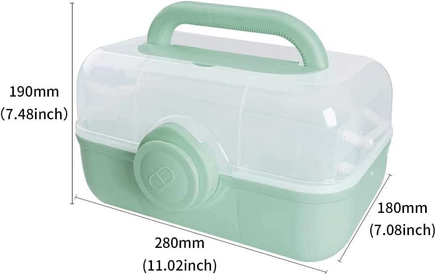 Uotyle Medicine Storage Box 3-Layers Medical Box with Protable Handle Household, First Aid Organiser Case, Plastic Portable Craft Box Kit