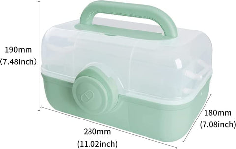 Uotyle Medicine Storage Box 3-Layers Medical Box with Protable Handle Household, First Aid Organiser Case, Plastic Portable Craft Box Kit