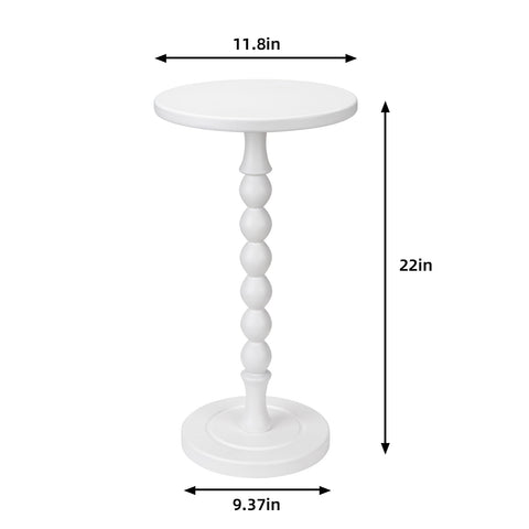 Lampaggio Round Side Table for Small Spaces, Drink Table with Oak Wood Pedestal, Modern End Table Nightstand for Living Room, Bedroom, Office