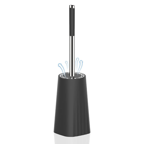 SetSail Toilet Bowl Brush and Holder for Bathroom Cleaning, Black, 1 Pack