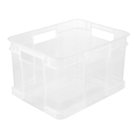 Keeeper Storage Box, Euro-Box M, Sturdy Plastic (PP), 35 x 27 x 22 cm, 16 l, Transparent- Natural