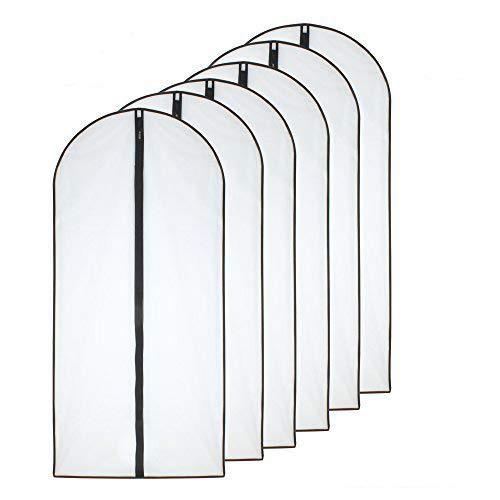 Moth Proof Garment Bags 60 x 120cm(24'' x 48'') Black Side Breathable Clear Garment Full Zipper Bags for The Winter Coats Jackets Clothes(Pack of 6)