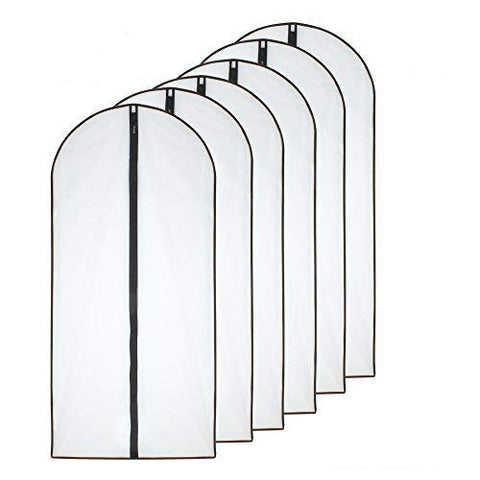 Moth Proof Garment Bags 60 x 120cm(24'' x 48'') Black Side Breathable Clear Garment Full Zipper Bags for The Winter Coats Jackets Clothes(Pack of 6)