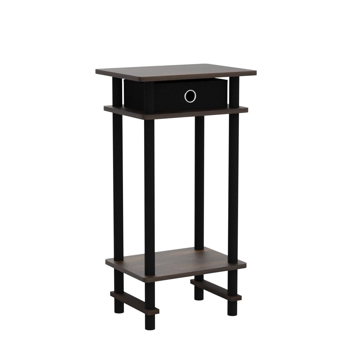 Furinno TURN-N-TUBE Side Table Set of 2, 3-Tier End Table with Storage Bin, Open Shelf Night Stand, Bedside Table, for Living Room, Bedroom