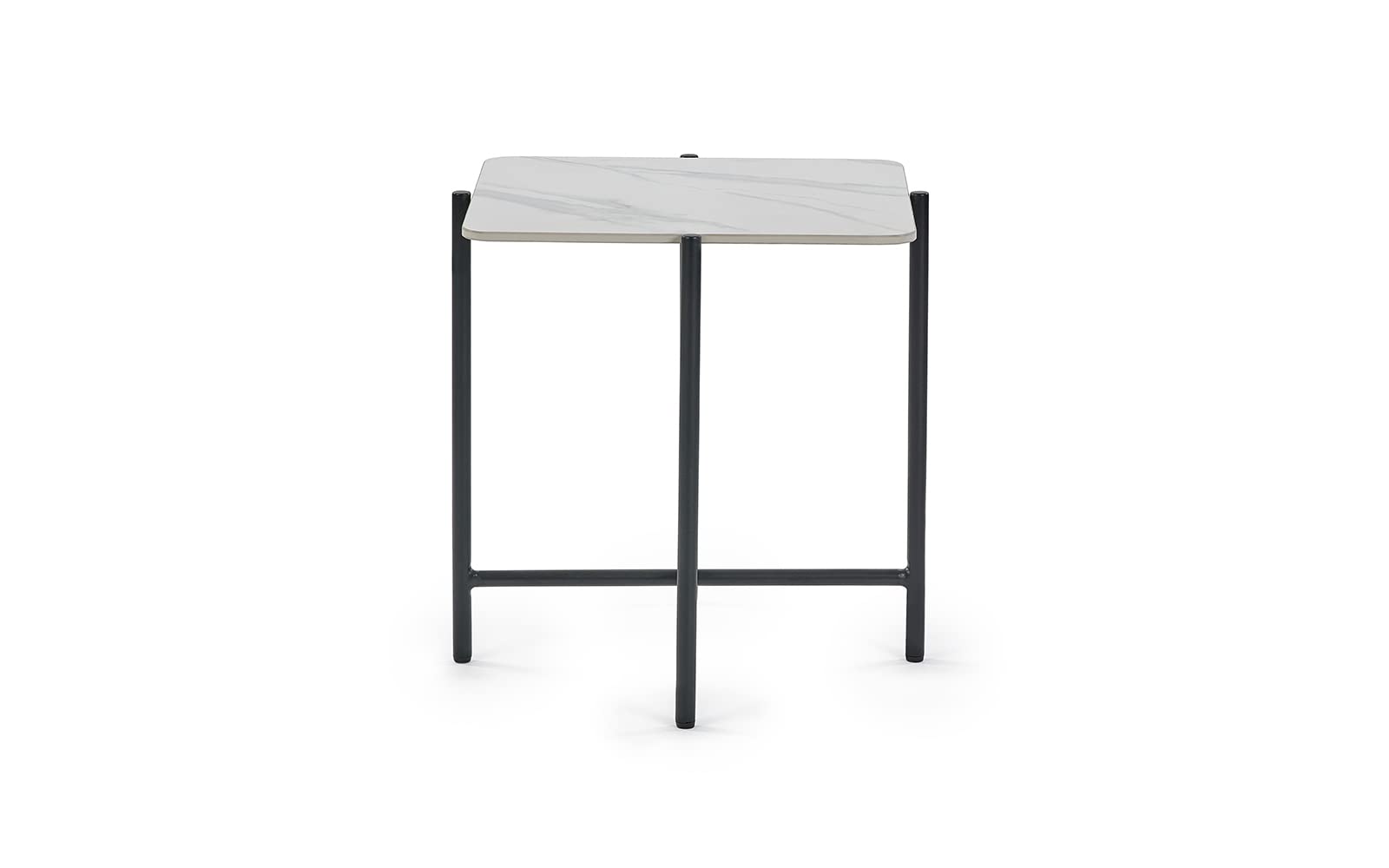 Julian Bowen Siena Square End Table, White Marble Effect - H55 x W50cm