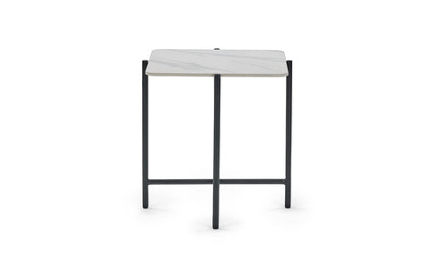 Julian Bowen Siena Square End Table, White Marble Effect - H55 x W50cm