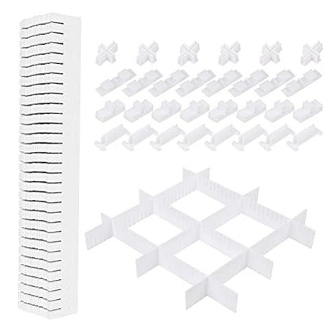 OctBird 10Pcs Drawer Dividers with 30 Pcs Securing Clip(Increase Firmness),Grid Drawer Dividers Adjustable Compartment for Closet Lingerie